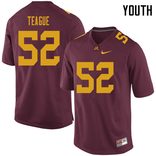 Youth #52 Elijah Teague Minnesota Golden Gophers College Football Jerseys Sale-Maroon - Click Image to Close